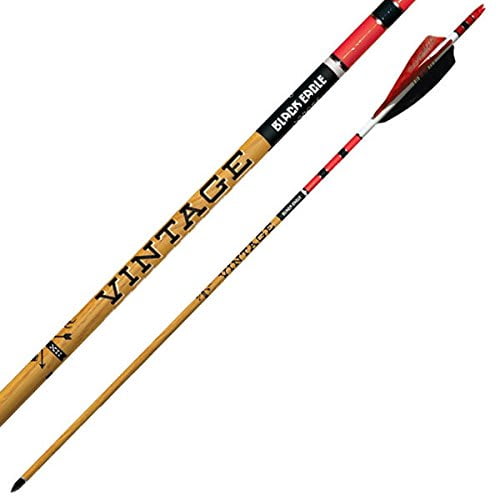 Black Eagle Vintage Crested Arrows, 19/64" Factory Fletched, R/W/B Feathers, .005" Straightness, 600 Spine, 6 Pack (331)