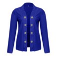thumbnail image 4 of TFEOQRY Women's Fashion Cardigan Jacket Solid Color Casual Button Long Sleeved Coat Tops Blue, 4 of 5