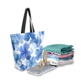 thumbnail image 2 of Open Top Canvas Tote Bag with Zipper Reusable Shopping Bag 13.5x15" Roomy Carryall Watercolor Blue Flowers, 2 of 9