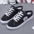 thumbnail image 3 of EKVAHL Slip On Canvas Loafers for Women, Denim Breathable Flat Cushioned Casual Shoes, Backless Daily Walking Slide Sneakers Black, 3 of 5