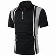 thumbnail image 4 of Ceisia Men's Polo Shirt | Slim Fit Half-Zip Short Sleeve Striped Polo | Color-Block Design (Multiple Colors) Gift, 4 of 5