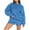 Blue, variant on Honeeladyy Ladies Solid Color Round Neck Pullover Long Sleeve Sweatshirt Loose Women's Casual Shorts Set