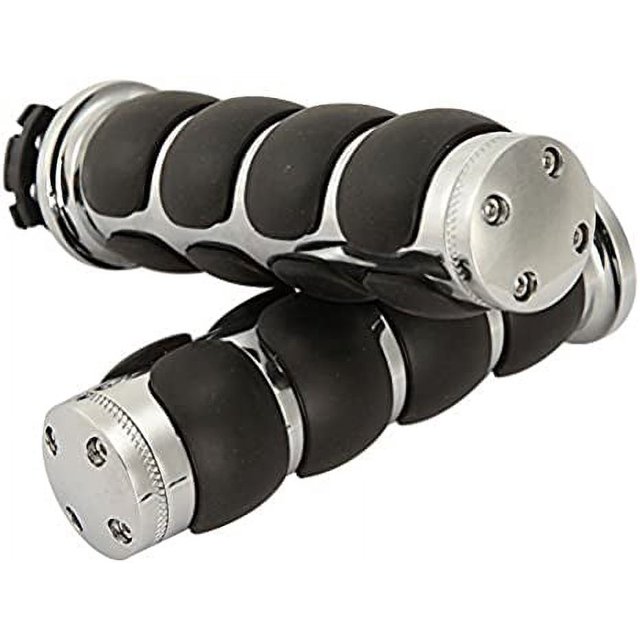 Empuñaduras de motocicleta, empuñaduras de manillar de motocicleta con acelerador cromado negro de 7/8 "para Honda Suzuki Kawasaki Yamaha