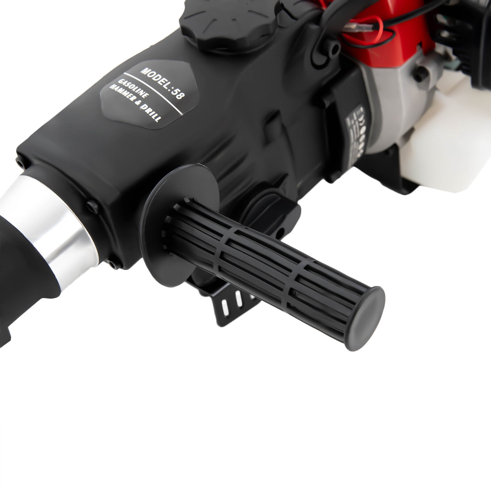 326cc 2 Stroke Gas Powered Demolition Jack Hammer Concrete Breaker Punch Drill 1800W 30J Gasoline Concrete Breaker Post Driver Fende Knocker Jack Hammer with Pointed and Flat Chisel, 3X Drills
