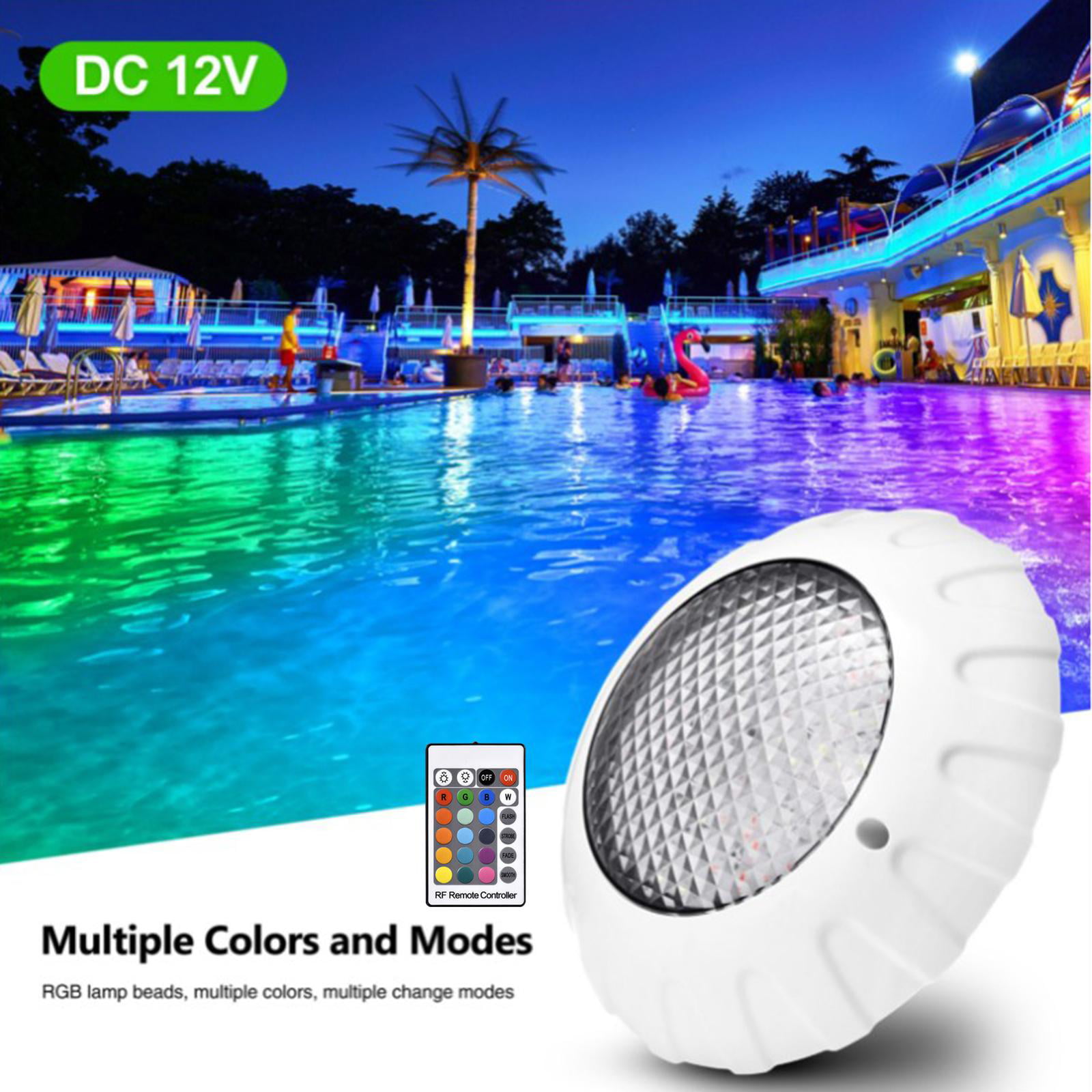 Swimming Pool Light with Remote Control RGB Submersible Light Durable LED Bulb Portable Underwater Night Lamp 