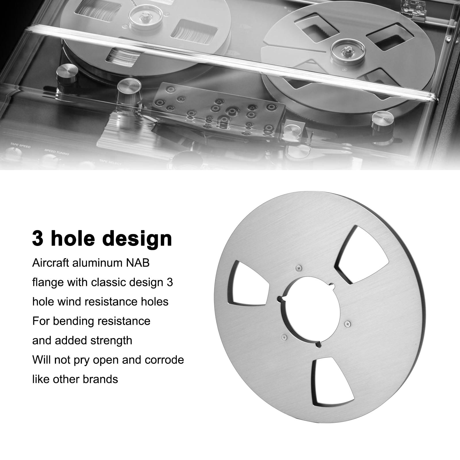 Bobine Bande Vide 7 Pouces Bobine Vide 1/4 7 Pouces En Aluminium - 3 Trous Universel - Pour Magnétophones TEAC Et Autres Bobine Vide 3 Trous NAB