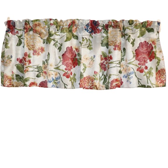 Cotton Window Valance Floral Print 58 Inch Wide Geraniums and Azaleas Floral Mix