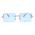 thumbnail image 1 of Luxe 90s Full Rimless Bevelled Oceanic Lens Square Sunglasses Silver Blue, 1 of 4