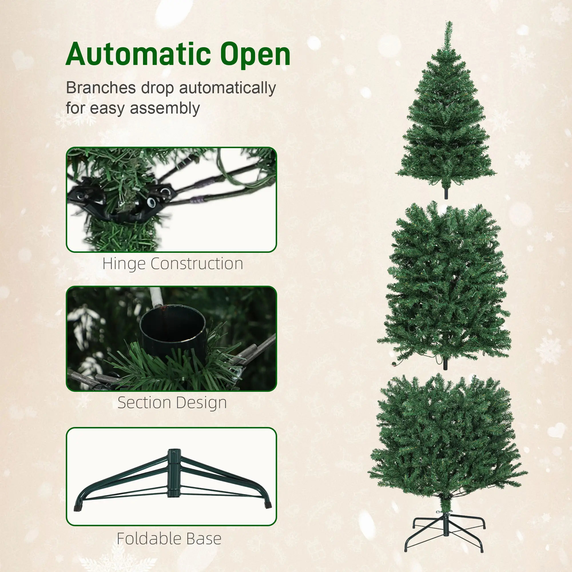 7ft Smart Prelit Christmas Tree with 350 RGB LED Lights 1245 Tips Remote App Control Indoor Decor