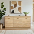 thumbnail image 2 of Tcbosik Dresser with 9 Storage Drawers, 62.9" Modern Chest of Drawers for Home Office, Living Room, Bedroom, Natural, 2 of 7