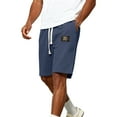 thumbnail image 6 of Mens Swim Trunks Men's Casual Waffle Weave Drawstring Shorts Textured Comfortable Crop Pants with Elastic Waist Pockets Summer Lounge Daily Beach Shorts for Home Vacation Navy M, 6 of 7