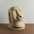 thumbnail image 4 of Estatua Moai de la Isla de Pascua, pañuelos, caja de inodoro decorativa, servilletero, facial Beige, 4 of 8