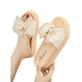 thumbnail image 3 of Frontwalk Ladies Sandals Non-slip Slippers Anti-slip Flats Summer Cool Clogs Women Slip On Shoes 778 Double Buckle Bow 5CM Thickened Bottom Beige 7.5, 3 of 6
