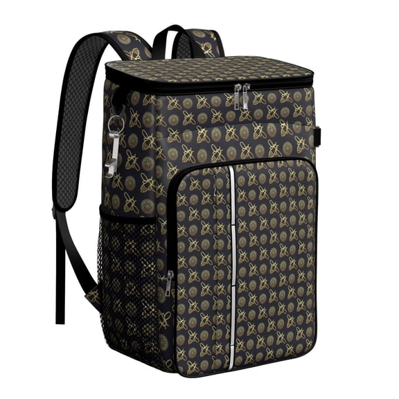 Honeybee and Bumblebee Pattern Backpack Cooler, Insulated Leakproof Cooler Bag, Waterproof Lunch Backpack for Nature Lovers, Beach, Picnic, Work