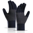 thumbnail image 2 of Clearance! Baberdicy Winter Men and Women Keep Warm Touching Screen Knit Gloves Elastic Cuff Soft Full Finger Gloves Mitten Navy, 2 of 7