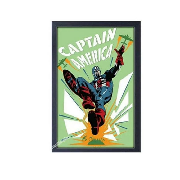 Captain America Cadre Portrait en Bois