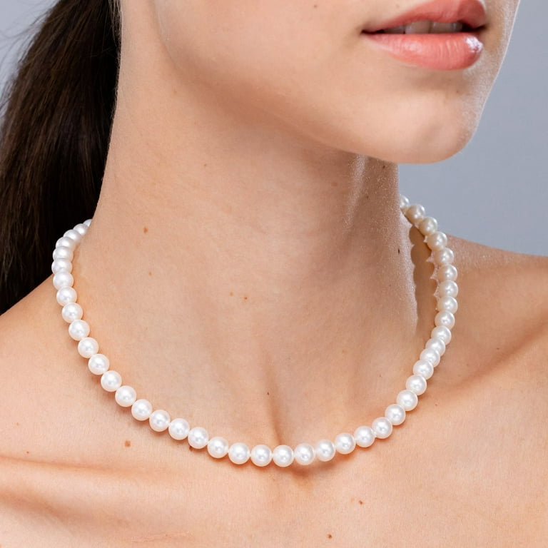 14k Yellow Gold Birthstone Necklace with Cultured Freshwater Pearl - June 14k Yellow Gold Birthstone Necklace with Cultured Freshwater Pearl - June