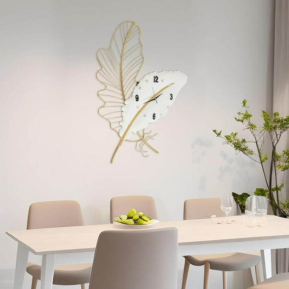Modern 30inch Large Wall Clock Metal Feather Wall Clock Decorate with Sweep-Second Silent, Wall Clocks for Living Room, Bedroom, Dining Room, Office,