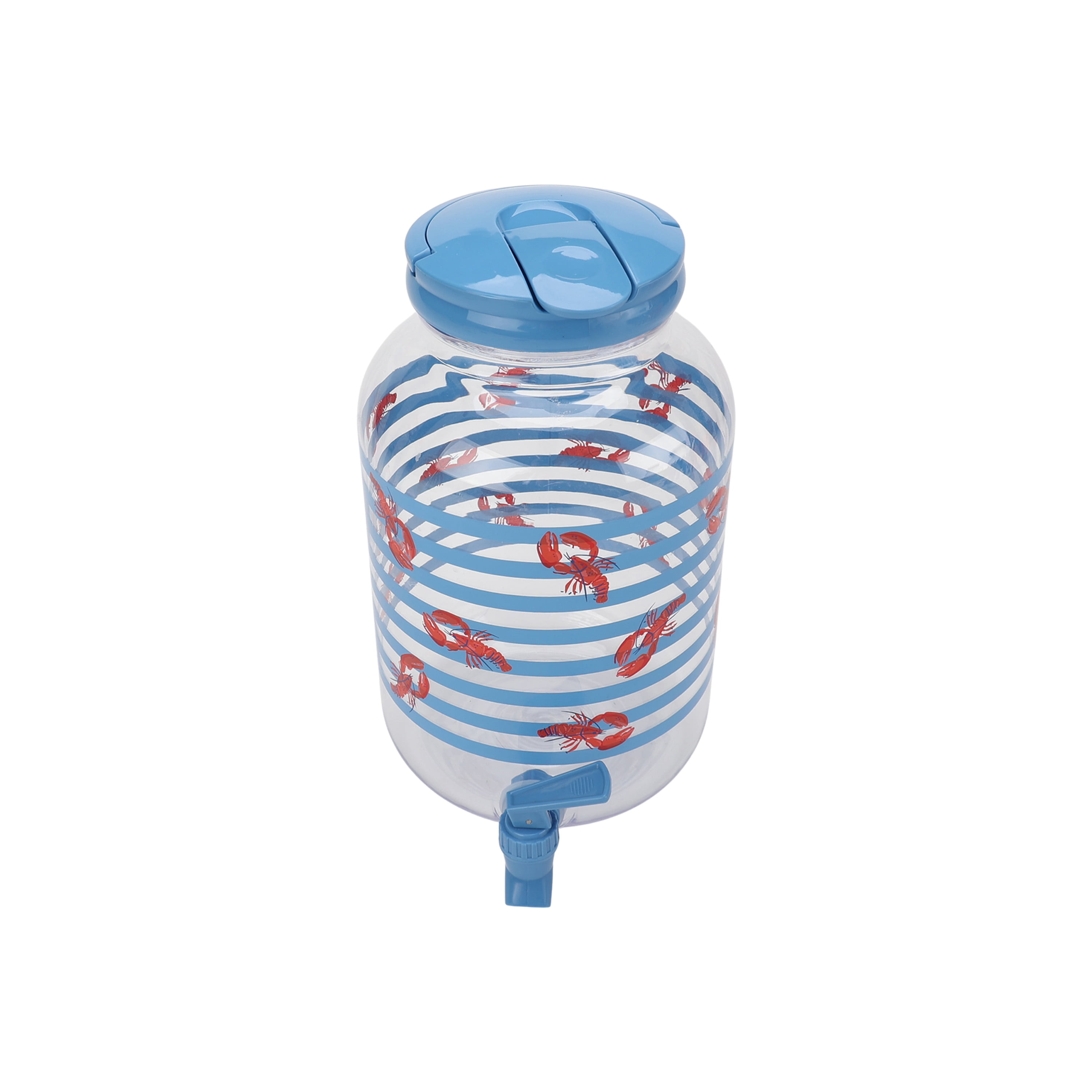 Mainstays Acrylic 1.2 Gallon Leak Proof Beverage Dispenser, Lobster Pattern