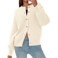thumbnail image 3 of Suéter PRETTYGARDEN Cardigan de Manga Larga Beige XL, 3 of 6