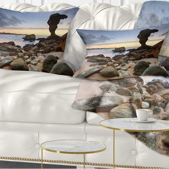 Designart Noraville Central Coast Australia - Modern Seashore Throw Pillow - 12x20