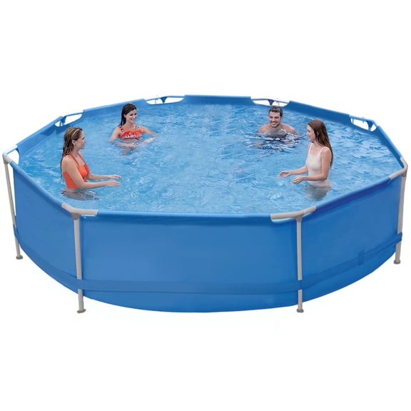 Honeydrill 10ft x 30in Metal Frame Above Ground Swimming Pool, Round