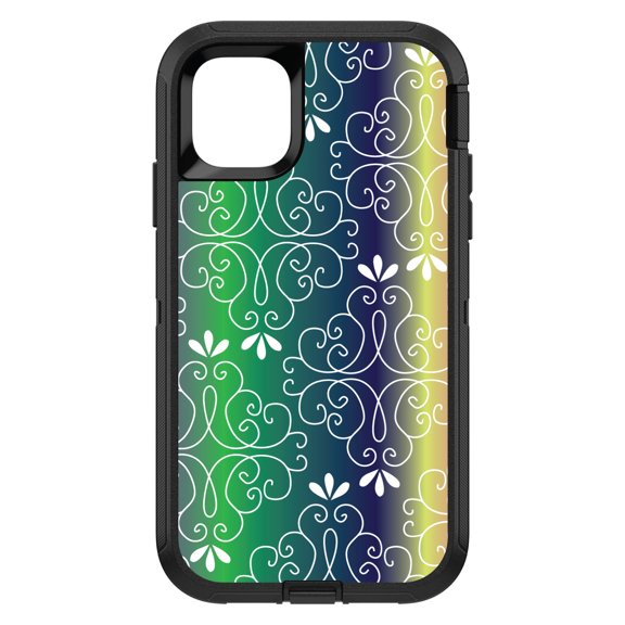 DistinctInk Custom SKIN / DECAL compatible with OtterBox Defender for iPhone 11 (6.1" Screen) - Purple Green Blue Yellow Pink Gradient
