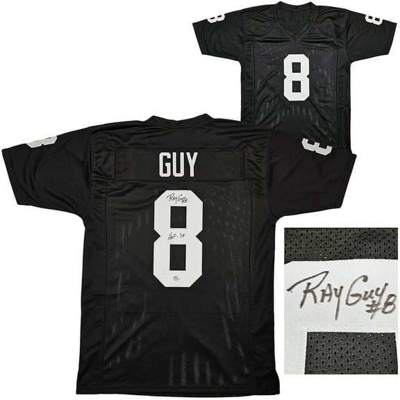 Oakland Raiders Ray Guy Autographed Black Jersey "HOF '14" Beckett BAS QR 212446