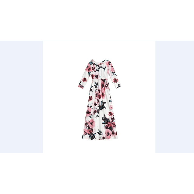 Binpure Robe Assortie Maman et Moi, Robe Florale à Carreaux à Manches Longues et Col Rond