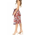 thumbnail image 2 of Women's Casual Floral A-line Printed High Waist Bow Tie Belted Knee Length Midi Skirt, 2 of 6