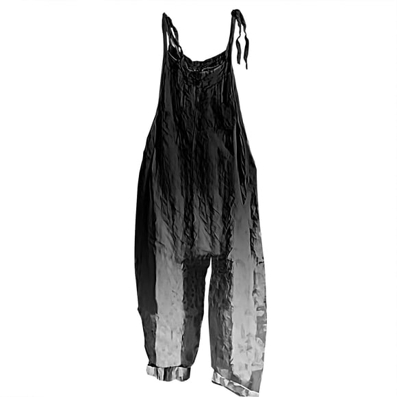 ManxiVoo Combinaison Imprimé Floral Femmes 2025 Style Boho Sans Manches Jambes Larges Bretelles Réglables Légère Été Taille g Noir