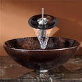 thumbnail image 3 of KRAUS Pluto Glass Vessel Sink in Brown with Waterfall Faucet in Satin Nickel, 3 of 6