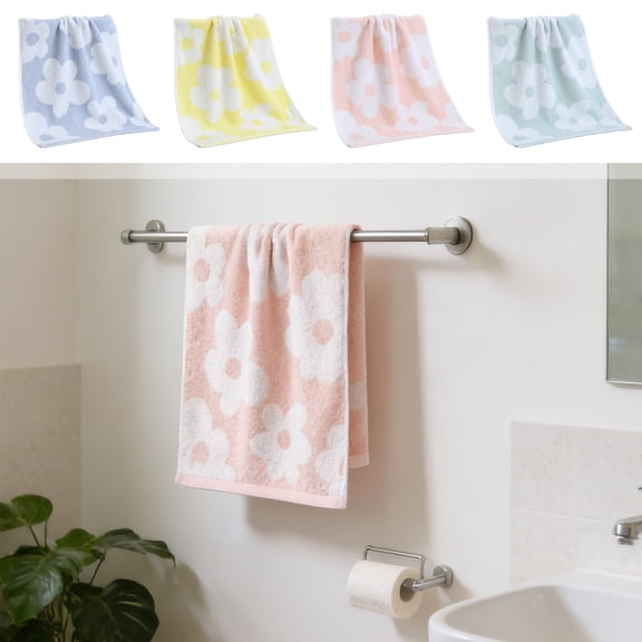 Floral Jacquard Bath Towel, Soft Absorbent Lint-Free Face & Body Towel, Quick Dry Durable Hand Towel for Men Women Bathroom Daily Use
