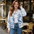 thumbnail image 2 of DISNIMO Birds Floral Printed Sweatshirts for Women Long Sleeve Jackets V Neck Outerwear Jacket Fall Winter Clothes, S, 2 of 7