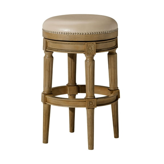 Open Box Maven Lane Bar Stool in Weathered Oak Finish w/ Avanti Vegan Leather