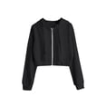 thumbnail image 2 of Qiylii Women Crop Hoodies, Solid Color Long Sleeve Zip Up Fit Sweatshirts, 2 of 4