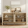 thumbnail image 2 of 126" Accent Cabinet with 8 Doors and Adjustable Shelves, Modern Credenza Storage Cabinet with Curved Profile Design for Living Room, Kitchen, Dining Room, Hallway, 2 of 9