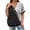 Black, variant on Summer Tops for Women Plus Size Solid Color Summer Plus Size V-Neck Fashionable Striped Button Short Sleeved T-Shirt Top Womens Blouses Black 5XL