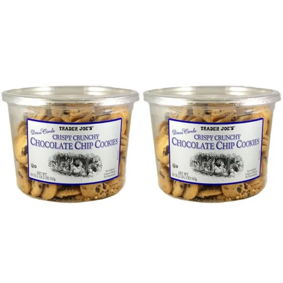 2 Packs Trader Joe's Crispy Crunchy Chocolate Chip Cookies 18 oz Each Pack