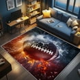 thumbnail image 4 of Football Rugs for Bedroom, Fire and Ice Rugby Ball Boys Kids Area Rugs, Washable Non Slip Carpet, Soft Low Pile Indoor Door Mat for Home Decor 5x6ft, 4 of 6