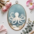thumbnail image 7 of Canvas Wall Art Beach Decor Ocean Sea Turtle Octopus Coastal Teal Vintage Whale Oval Framed Canvas Prints Vintage Wall Hanging Decor for Home Office Decorations 8.6"x11.4", 7 of 7