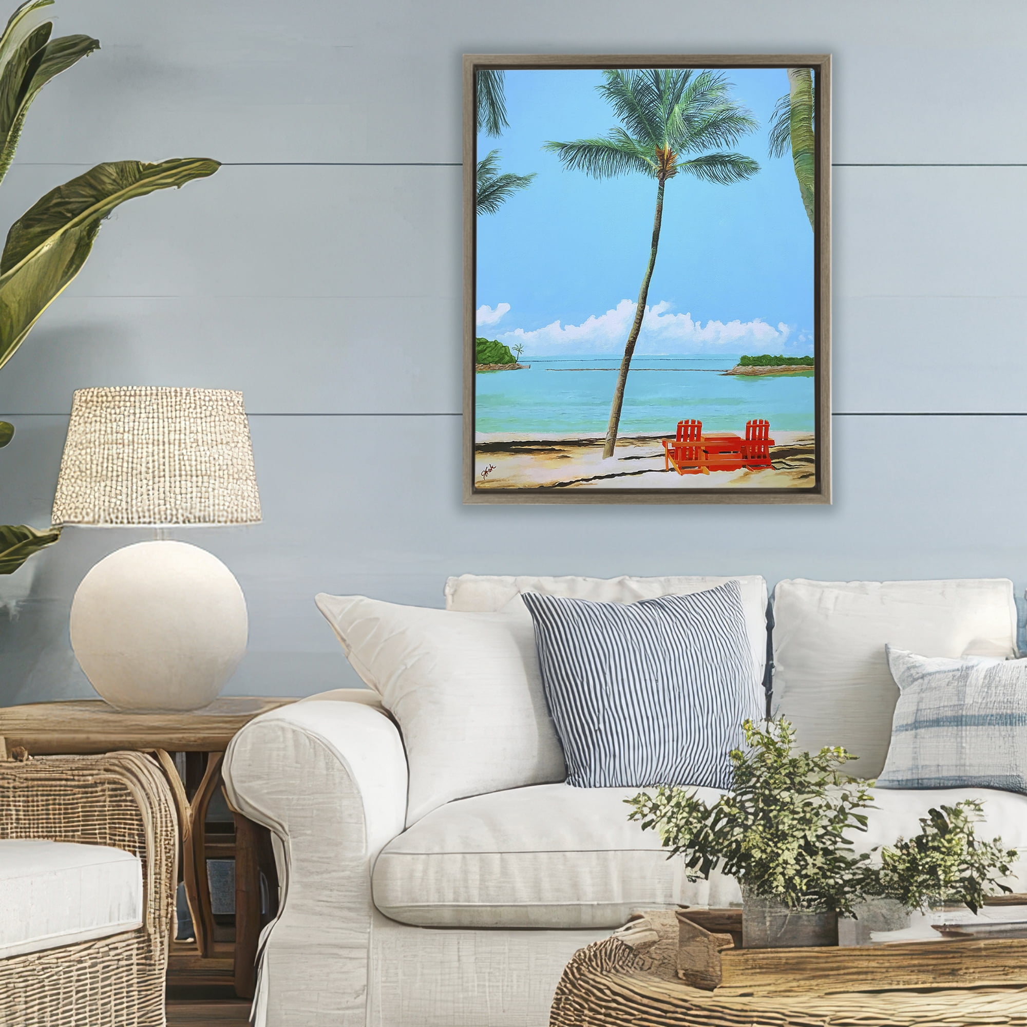 Stupell Industries Dreaming Of Palm Trees Brown Framed Floater Canvas Wall Art, design by John Jaster