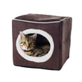 thumbnail image 1 of Petmaker Cozy Cave Cama para mascotas en forma de cubo cerrado, café oscuro, 1 of 2