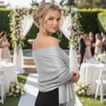 thumbnail image 4 of Pashmina Shawls Scarf for Women Large Silky Wraps for Evening Dress Bridesmaid Wedding Winter Silver, 4 of 8