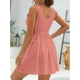 thumbnail image 5 of Musefolio Women's Summer Casual Round Neck Dress Cowl Sleeveless Beach Vacation Wear, Boho Cascading Ruffle Skirt, Pleated Texture, Elastic Waistband S-2XL, 5 of 5
