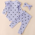 thumbnail image 4 of masbird Newborn Baby Girl Clothes Long Sleeve Romper Onesie Daisy Pants Infant Outfit with Headband 0 3 6 12 18 24 Months,Light Purple,9-12 M, 4 of 6