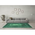 thumbnail image 3 of Ahgly Company Indoor Round Abstract Turquoise Blue Modern Area Rugs, 3' Round, 3 of 4