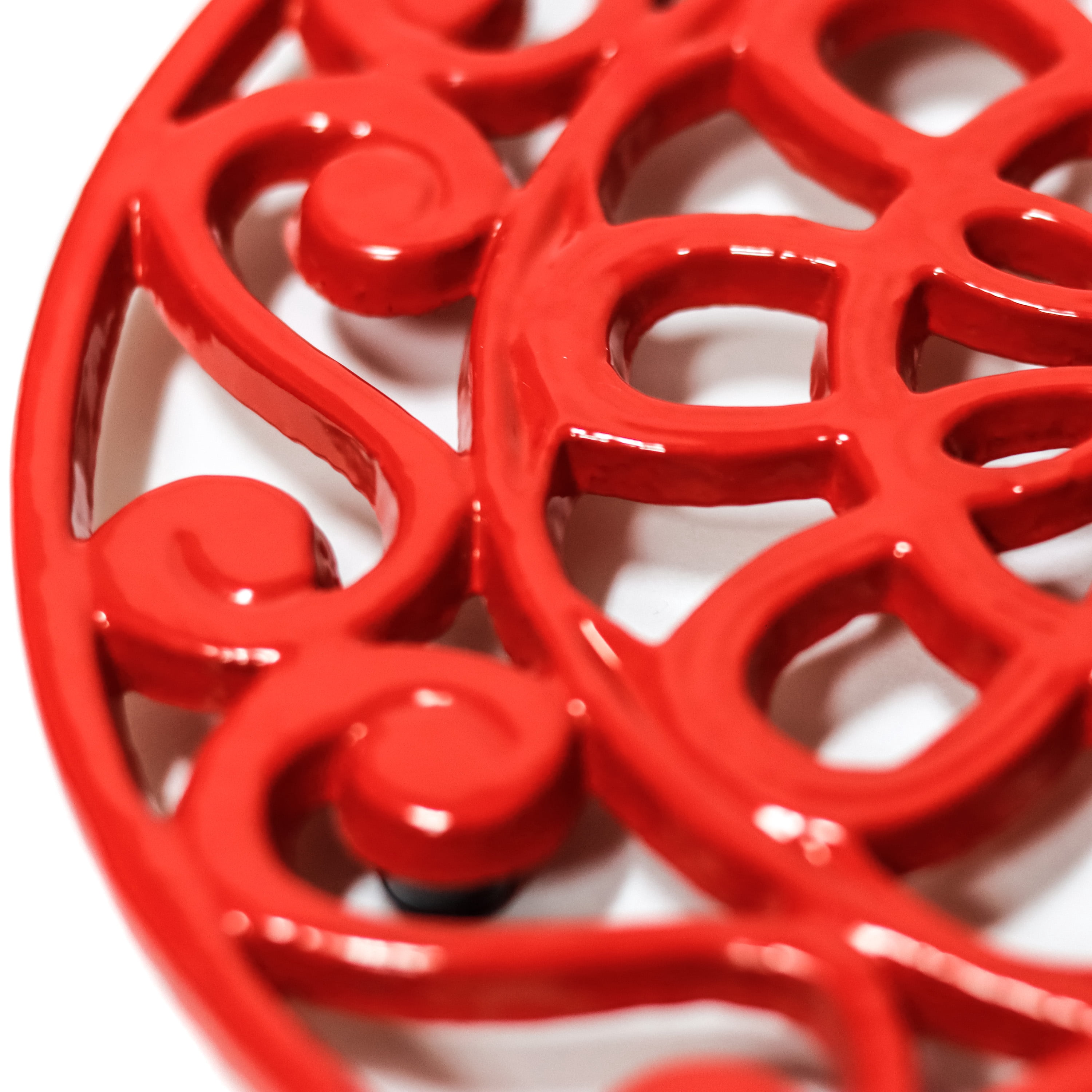 Decorative Cast Iron Metal Trivets (Set of 3, Black/Red/Blue)