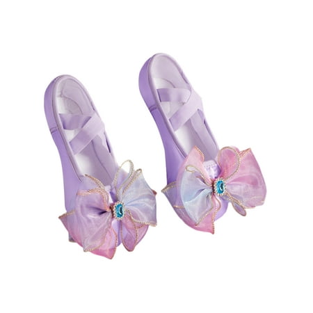 

Rotosw Girls Dance Slippers Slip On Ballet Shoes Split Sole Dancing Shoe Non-slip Bowknot Flats Practice Fashion Purple 1Y