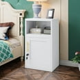 thumbnail image 2 of Steel Nightstand Cabinet with Locked Door and Adjustable Shelf, Under Desk Metal Storage Cabinet with Open Countertop, Storage Cabinet Can be Used for Sidetable, File Cabinet, End Table White, 2 of 5